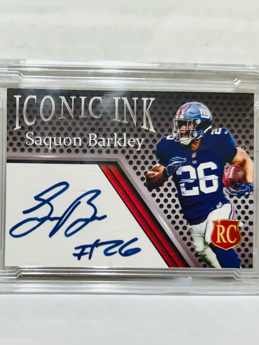 SAQUON BARKLEY #26 ICONIC INK ROOKIE CARD! PENN STATE 2015–2017 STATS + FAX AUTO - Picture 3 of 3